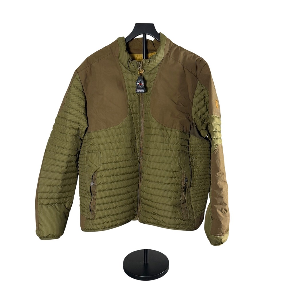 Eddie Bauer Sport Shop Mens 2XL Olive Hybrid Quilted Ripstop Jacket Compass Pull